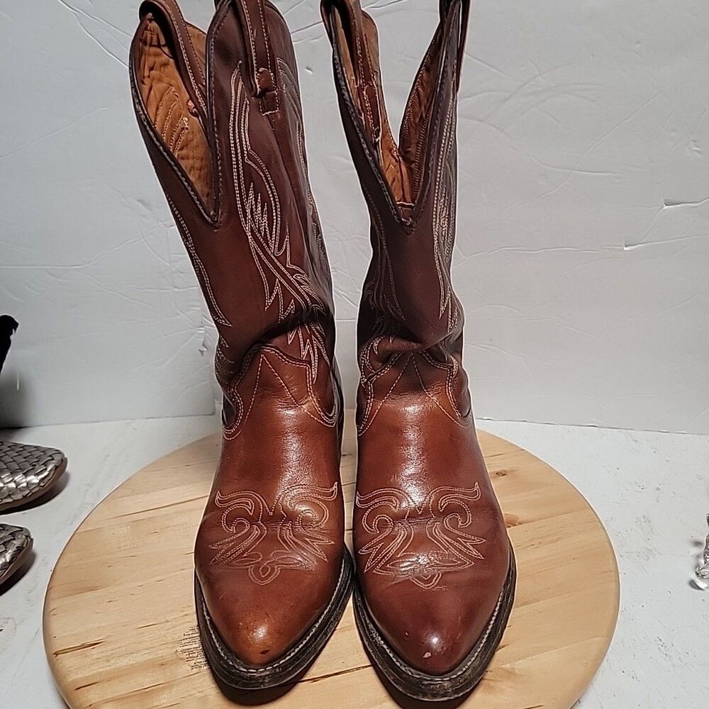 Vintage Texas Brand Thunderbid Cowboy Boots 8.5 EE M Rising Pheonix USA Made